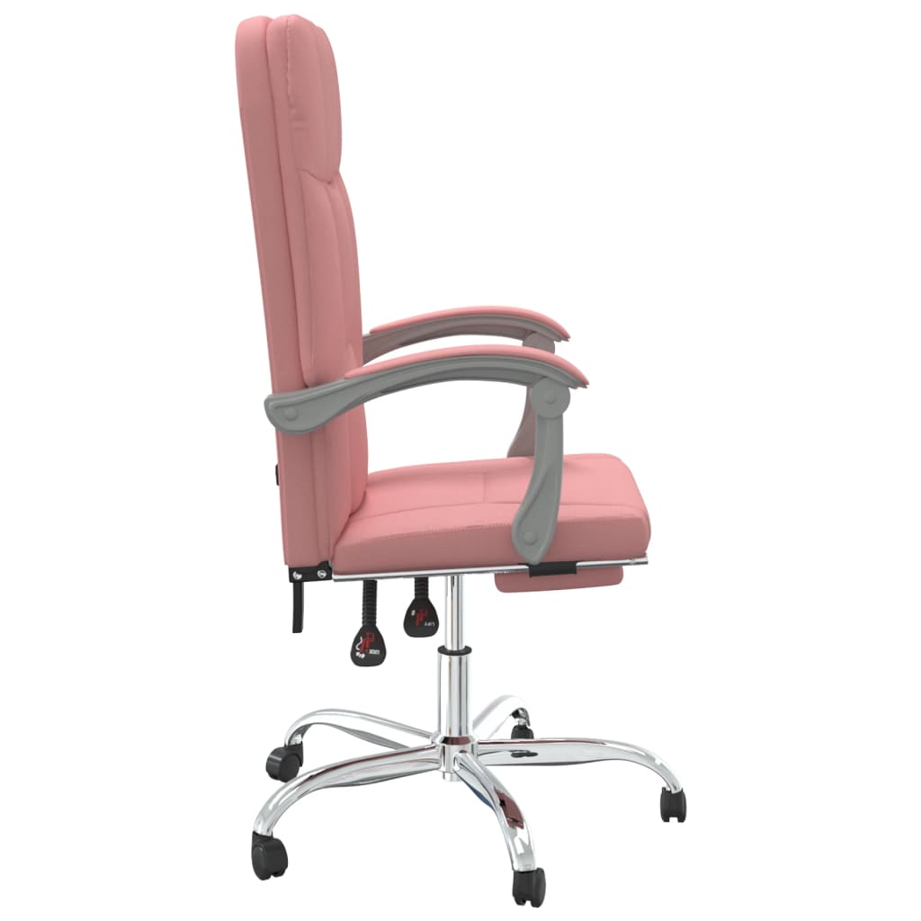 Fauteuil de bureau inclinable en cuir synthétique rose