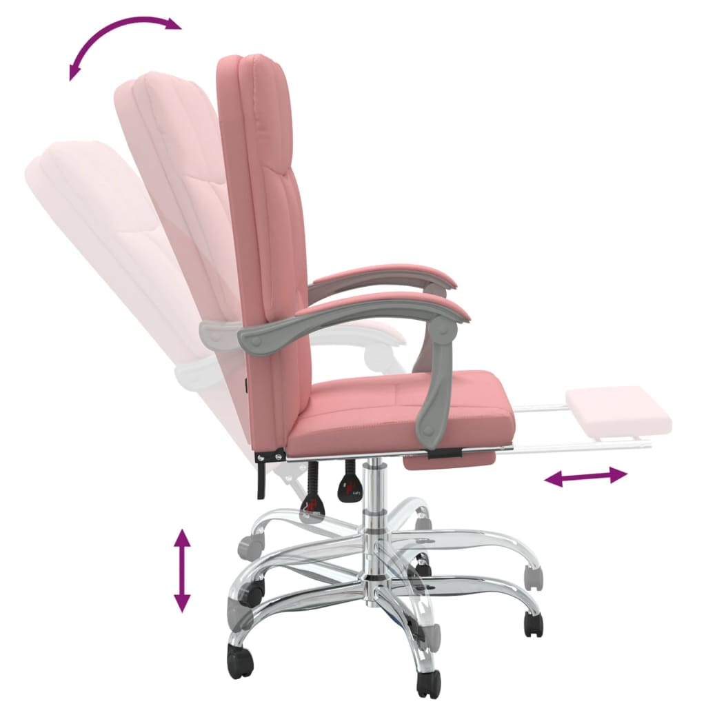 Fauteuil de bureau inclinable en cuir synthétique rose