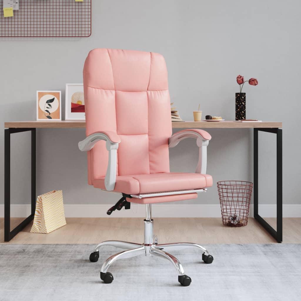 Fauteuil de bureau inclinable en cuir synthétique rose