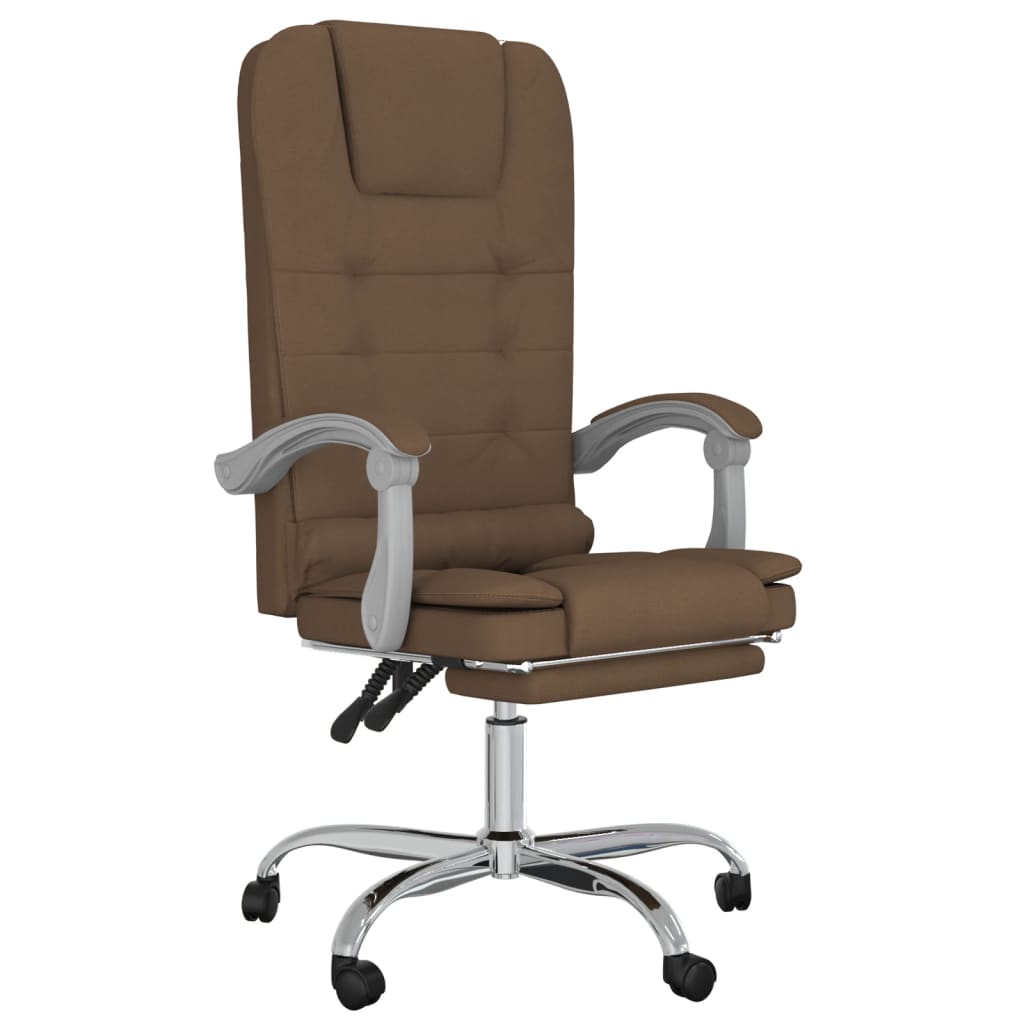 Office Chair with Massage Function Brown Fabric