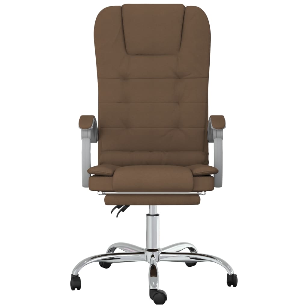 Office Chair with Massage Function Brown Fabric