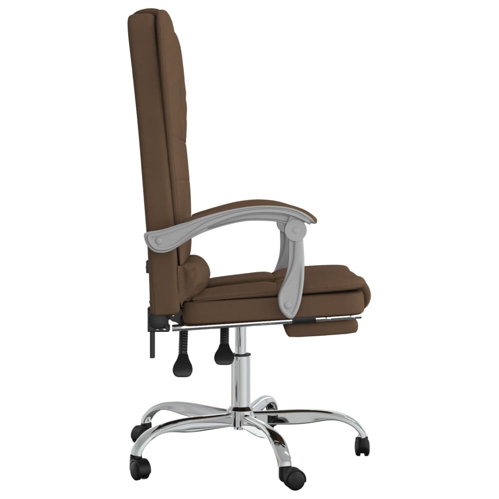 Office Chair with Massage Function Brown Fabric