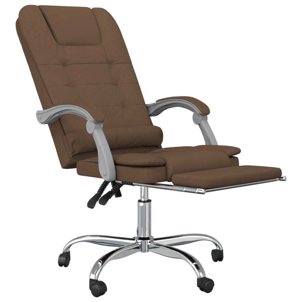 Office Chair with Massage Function Brown Fabric