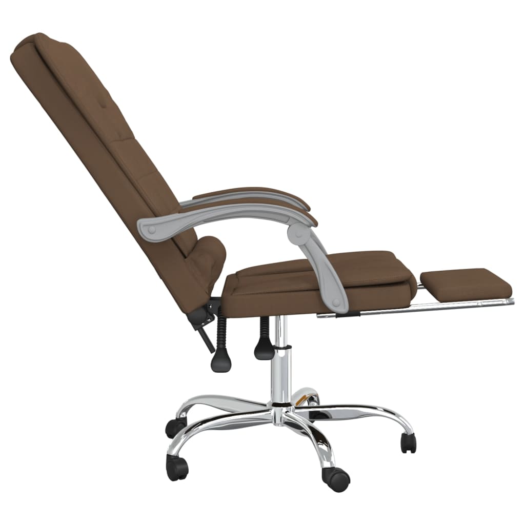 Office Chair with Massage Function Brown Fabric