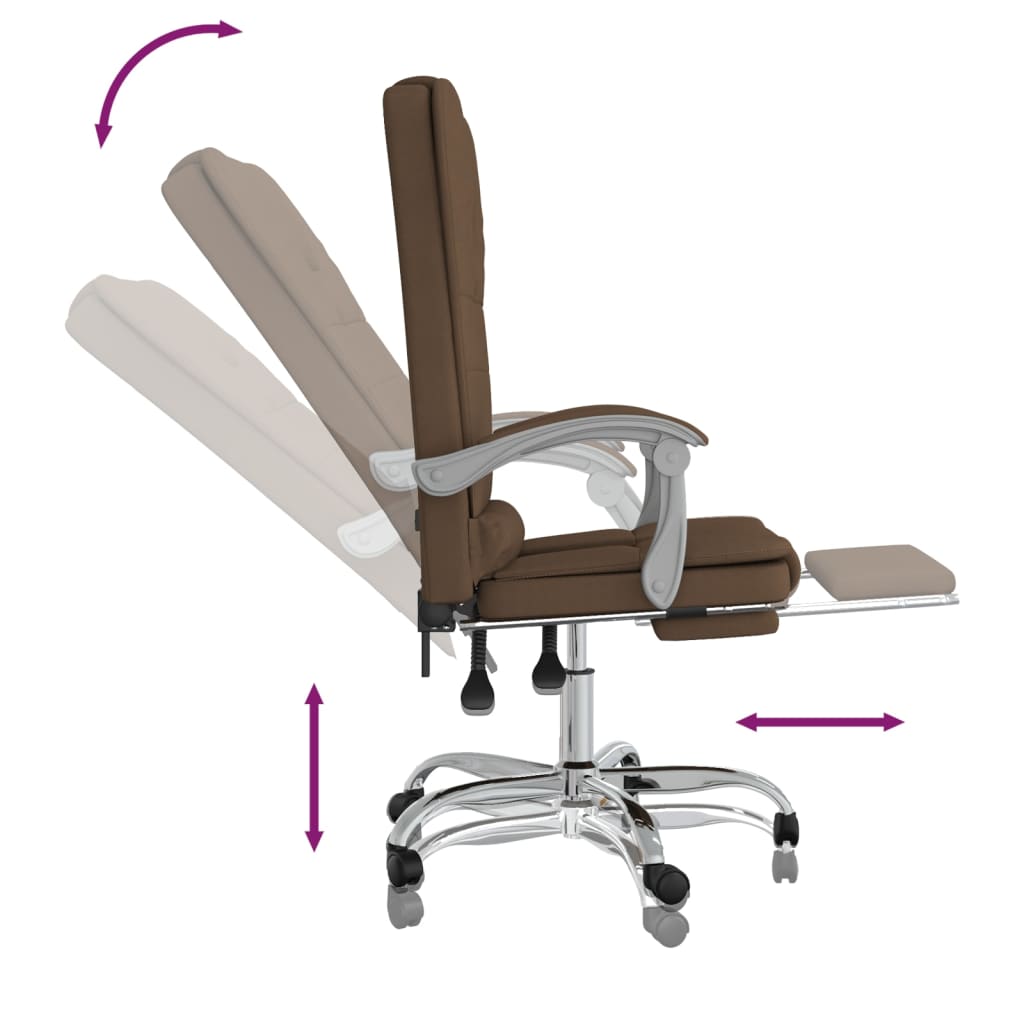 Office Chair with Massage Function Brown Fabric