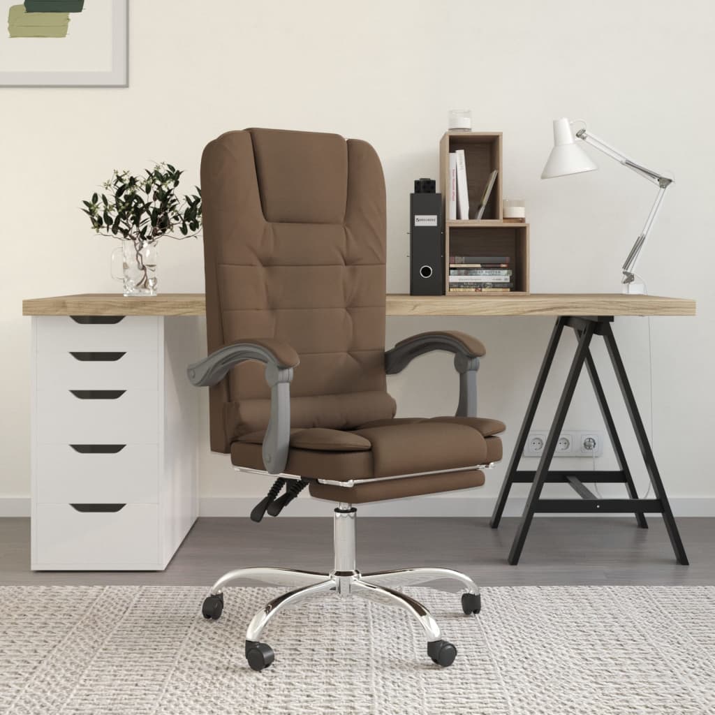 Office Chair with Massage Function Brown Fabric