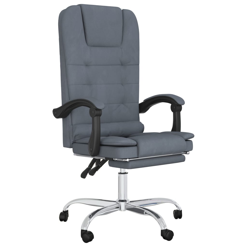 Office Chair with Massage Function Dark Grey Velvet