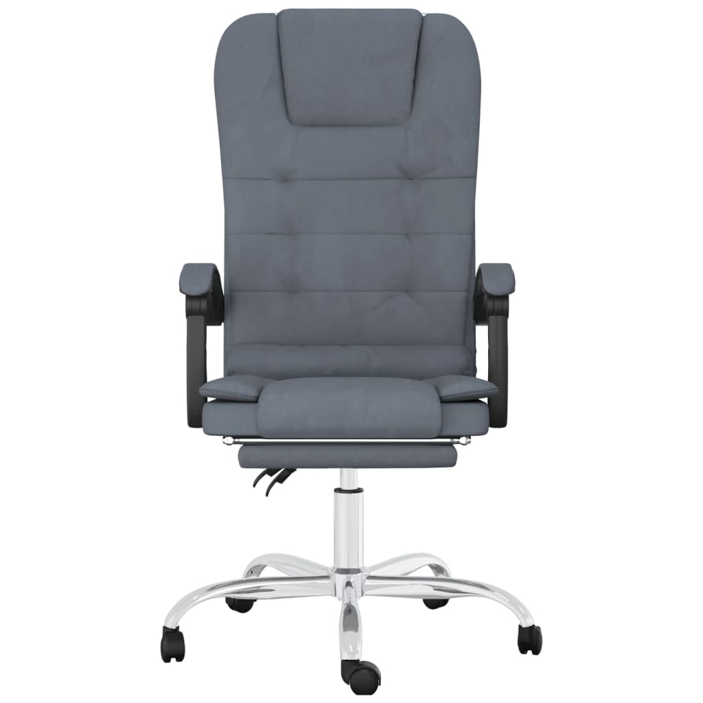 Office Chair with Massage Function Dark Grey Velvet