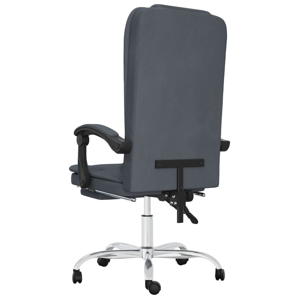 Office Chair with Massage Function Dark Grey Velvet