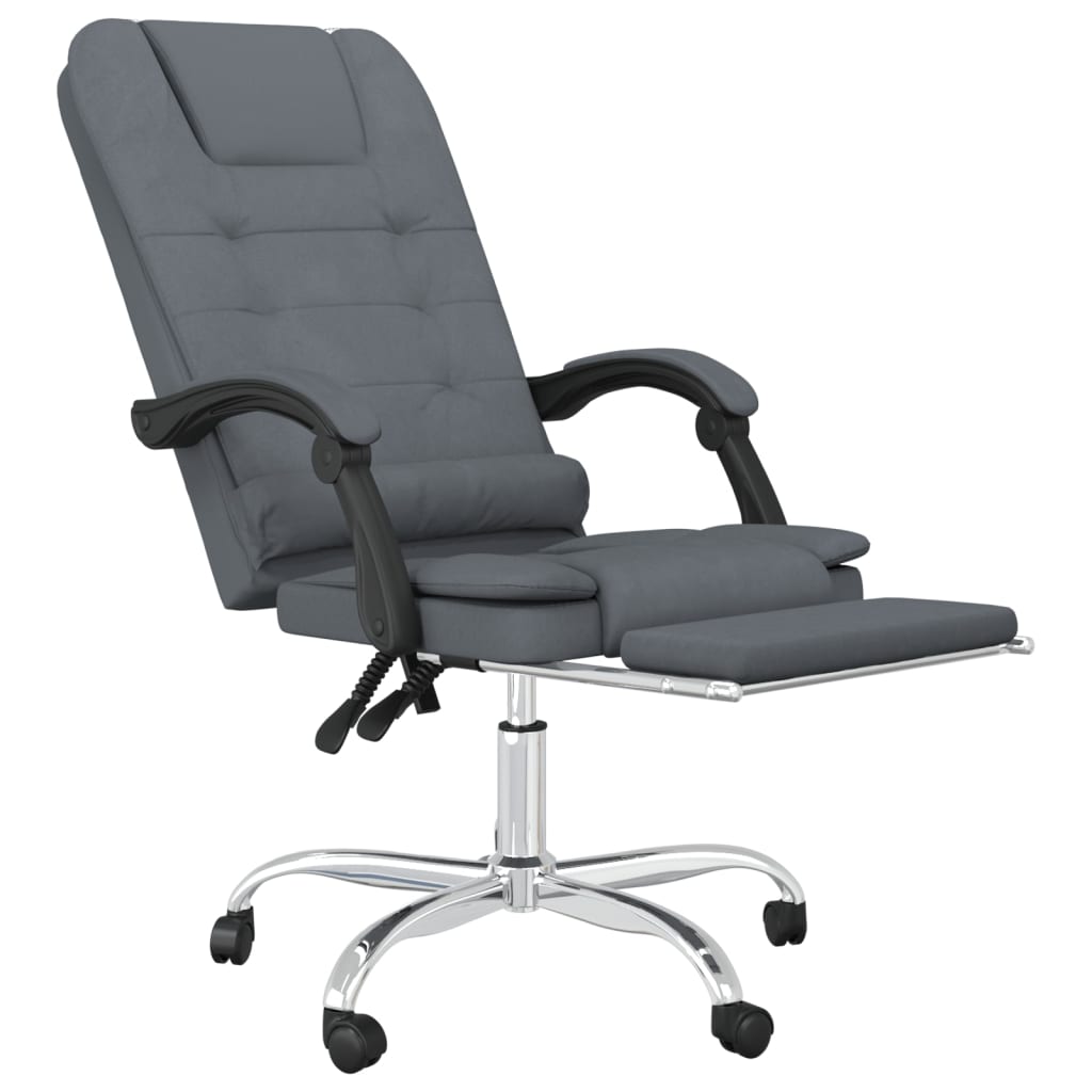 Office Chair with Massage Function Dark Grey Velvet