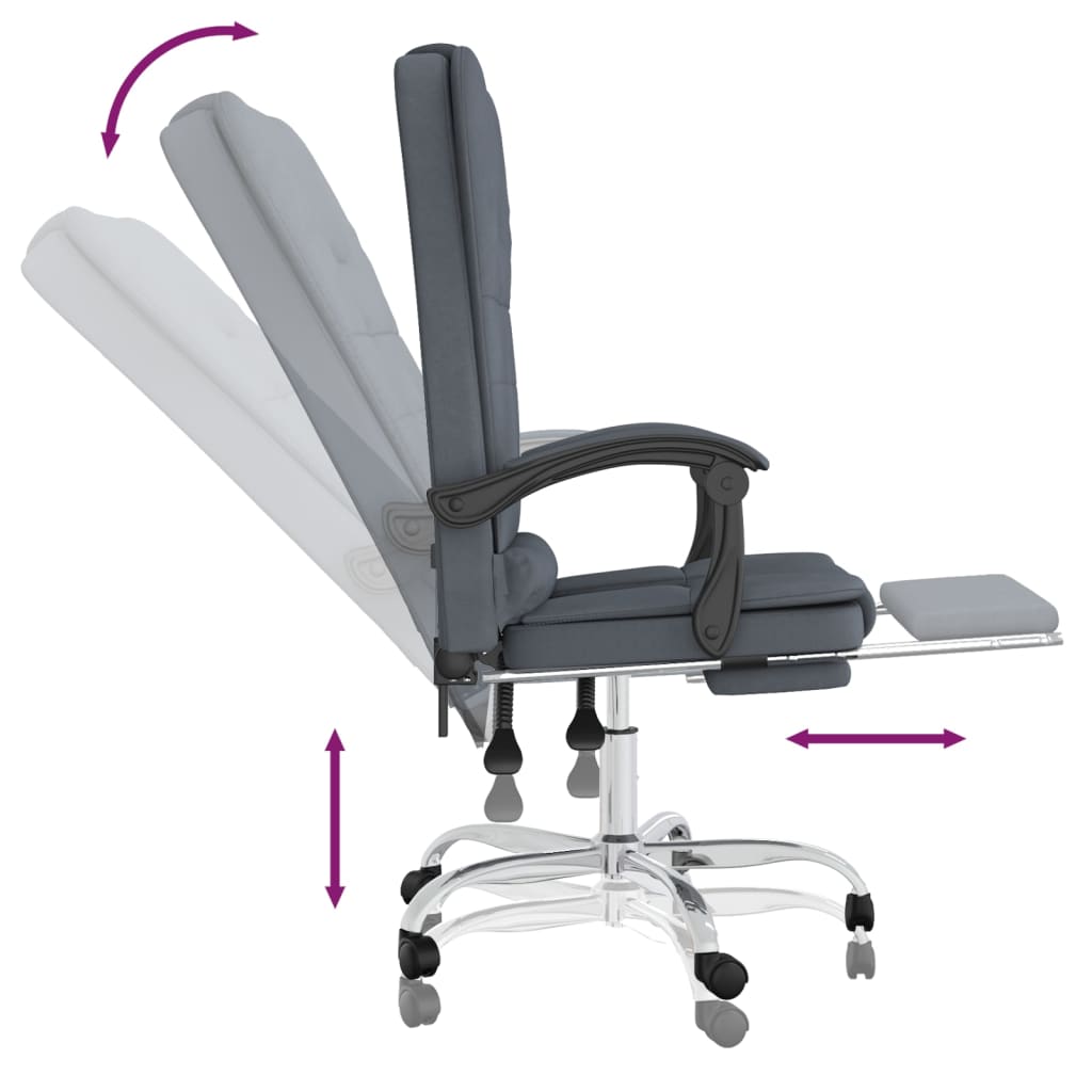 Office Chair with Massage Function Dark Grey Velvet