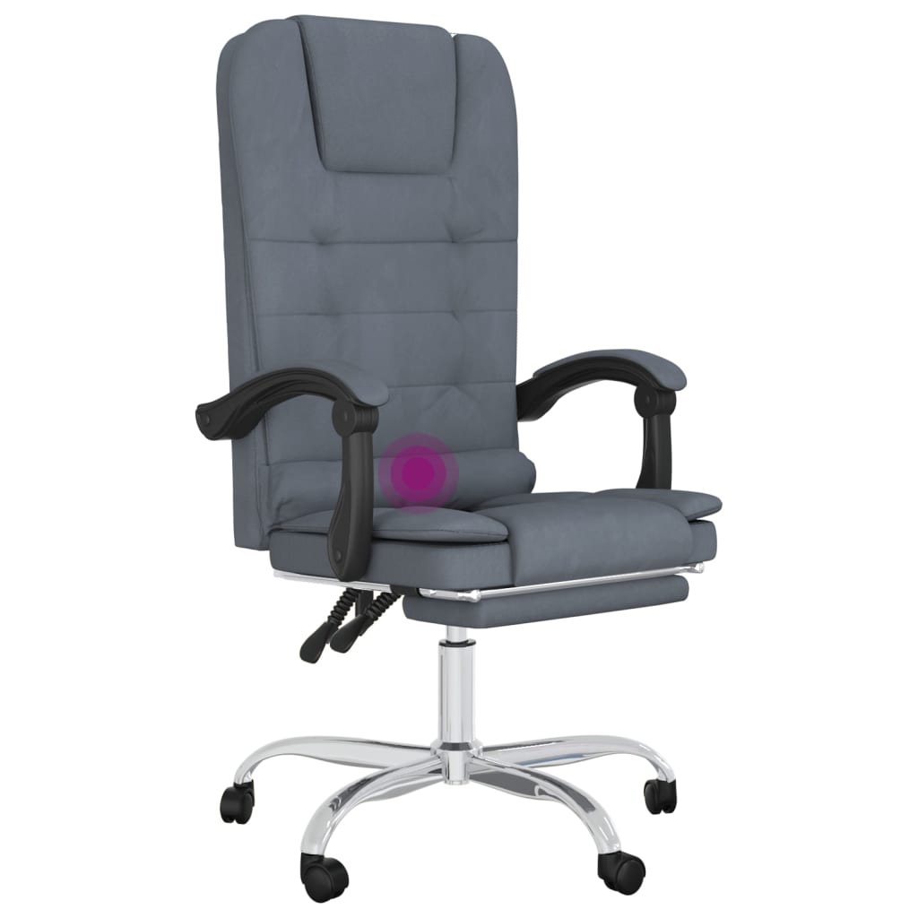 Office Chair with Massage Function Dark Grey Velvet