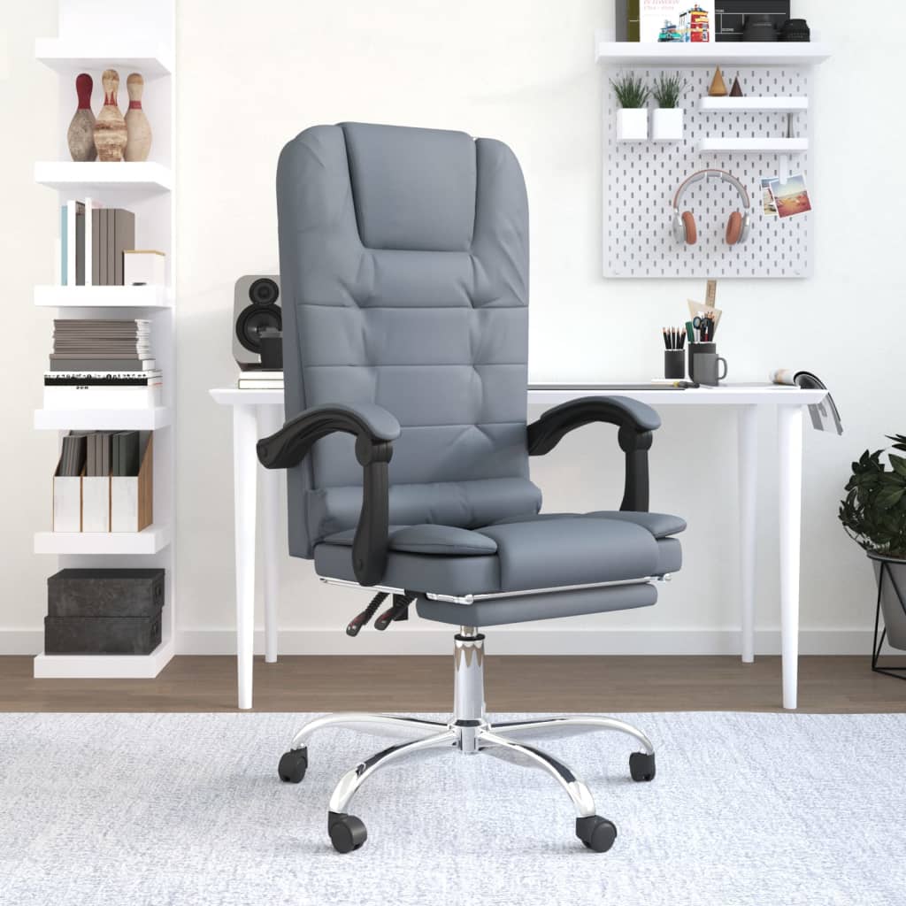 Office Chair with Massage Function Dark Grey Velvet
