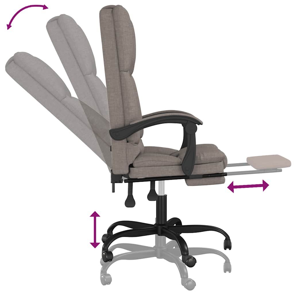 Office Chair with Massage Function Taupe Fabric