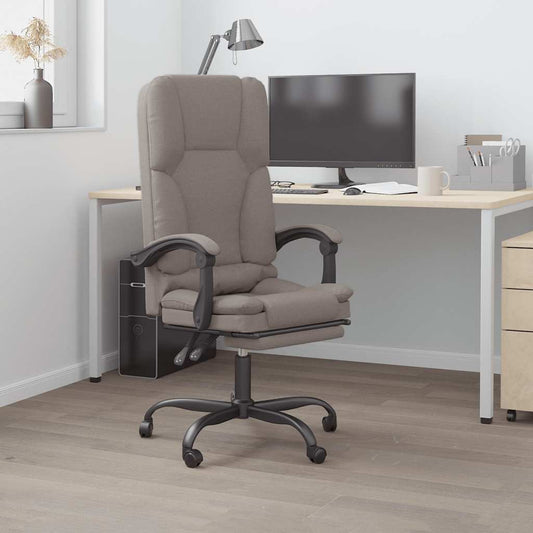 Fauteuil de bureau massant en tissu taupe