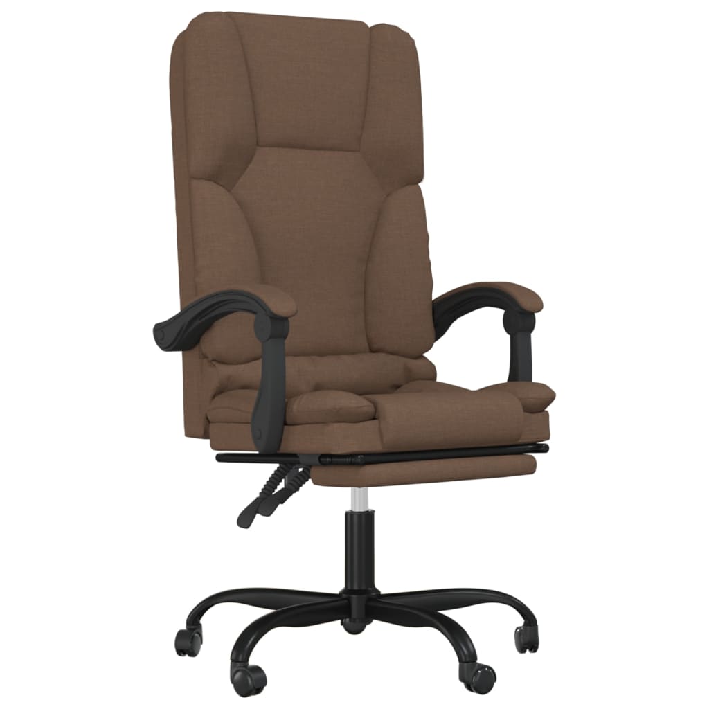 Office Chair with Massage Function Brown Fabric
