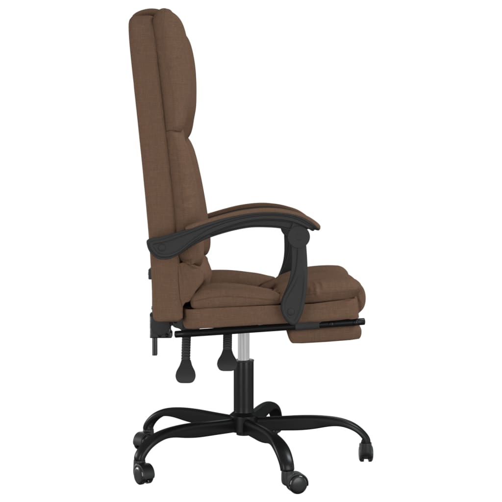 Office Chair with Massage Function Brown Fabric