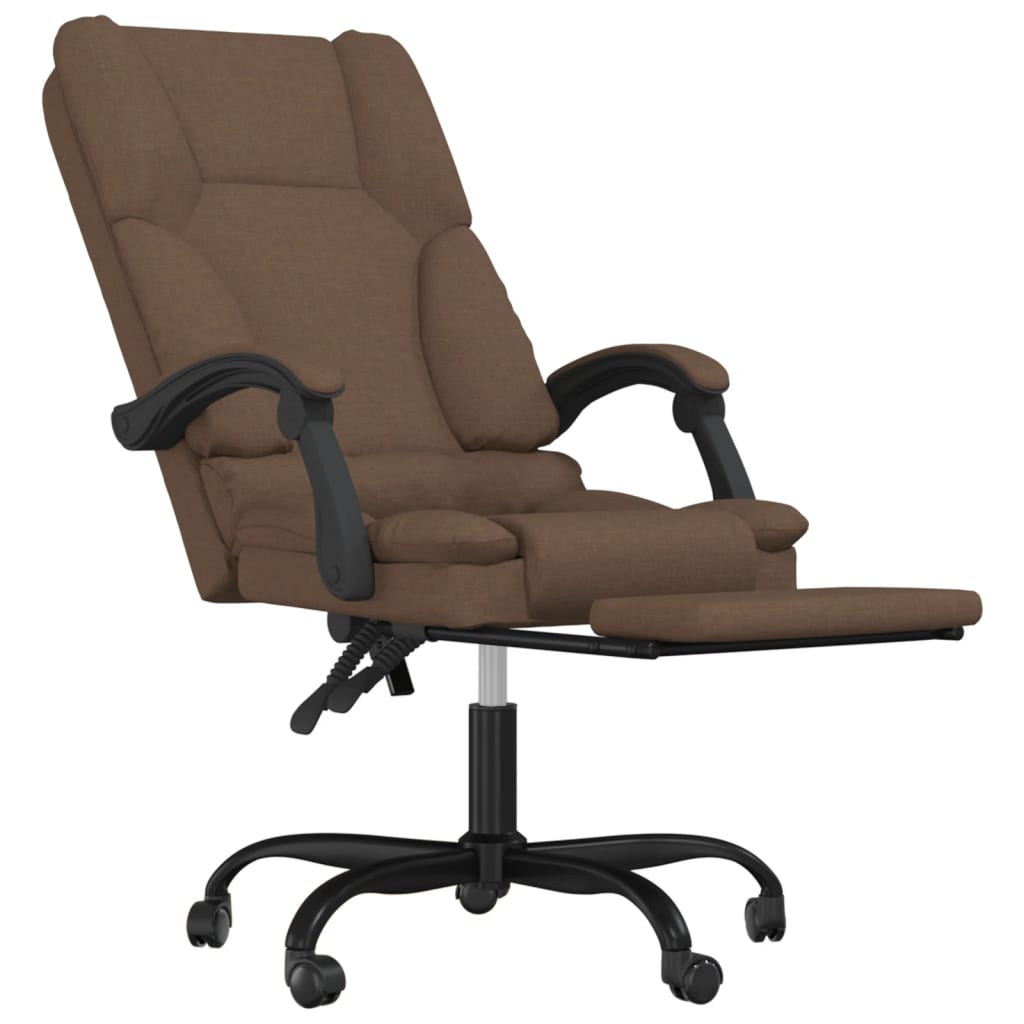 Office Chair with Massage Function Brown Fabric