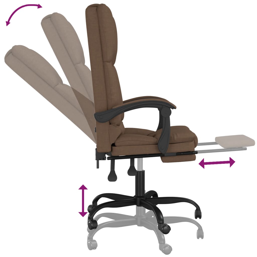 Office Chair with Massage Function Brown Fabric