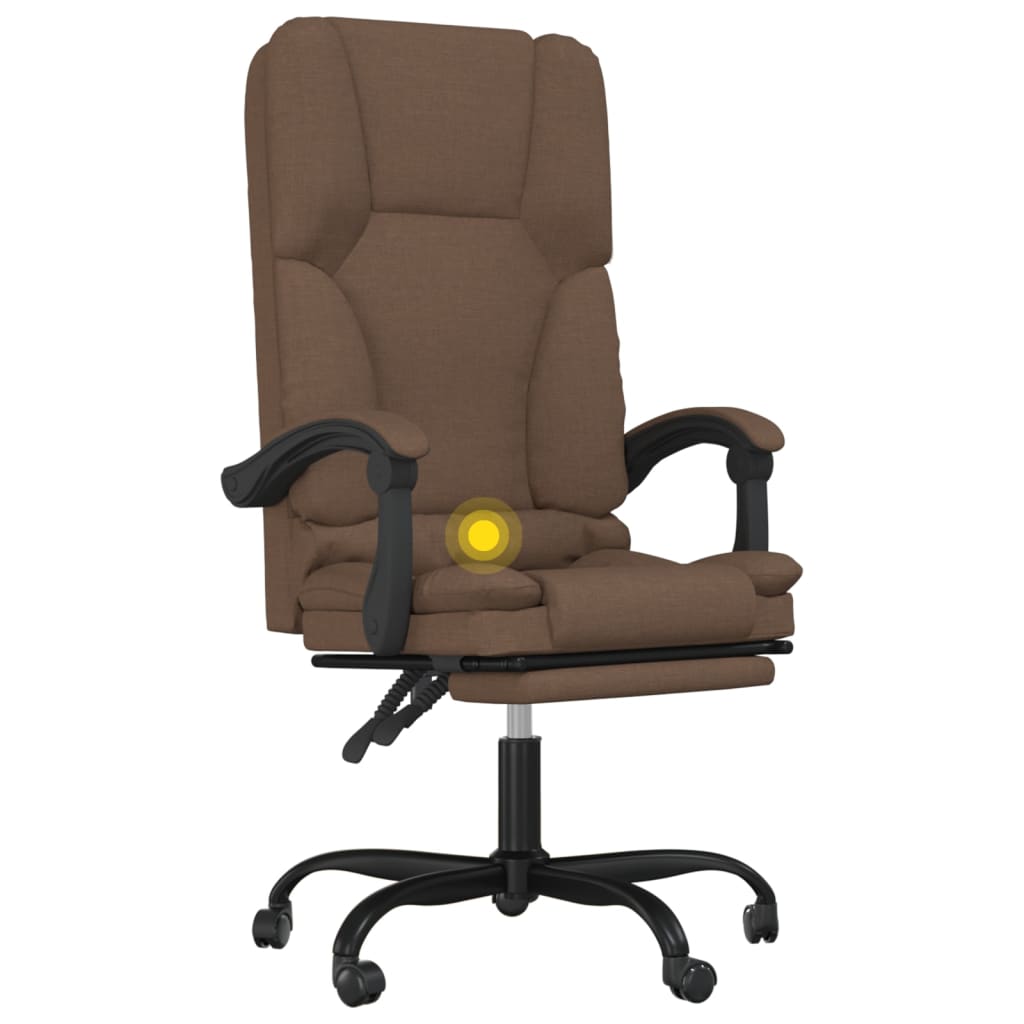 Office Chair with Massage Function Brown Fabric