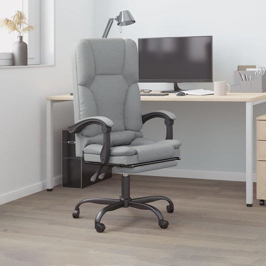 Chaise de bureau massante tissu gris clair
