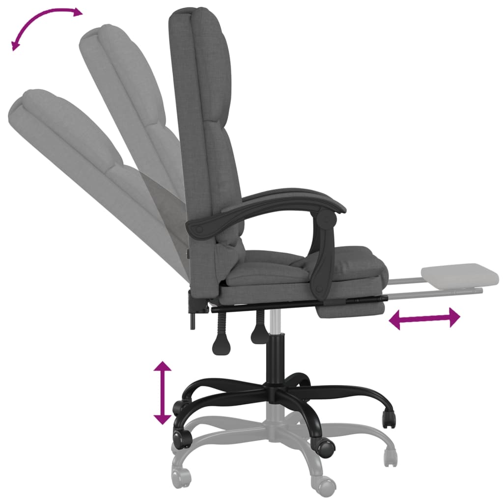 Fauteuil de bureau massant en tissu gris foncé