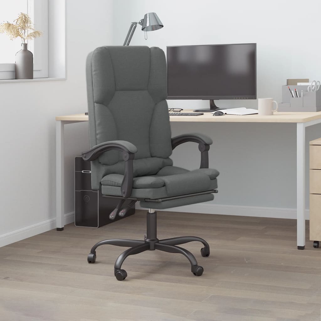 Fauteuil de bureau massant en tissu gris foncé
