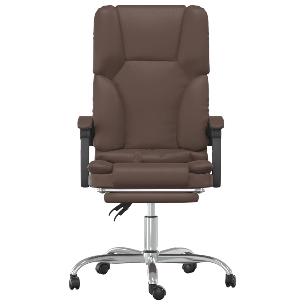 Office Chair with Massage Function Brown Faux Leather