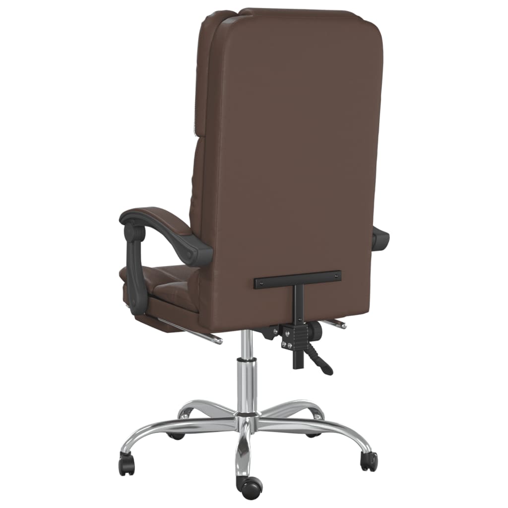 Office Chair with Massage Function Brown Faux Leather