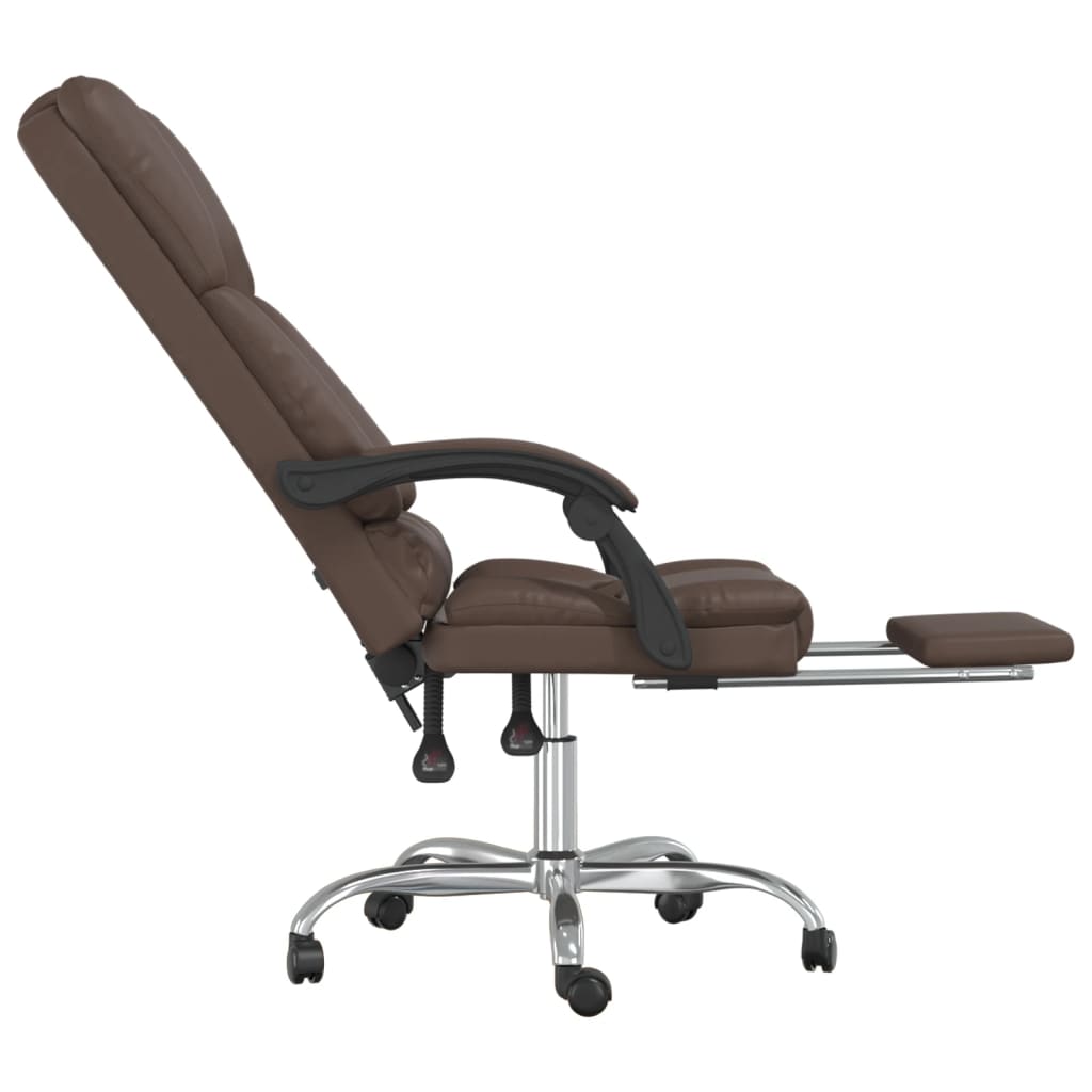 Office Chair with Massage Function Brown Faux Leather