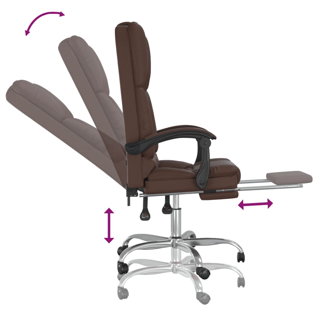 Office Chair with Massage Function Brown Faux Leather