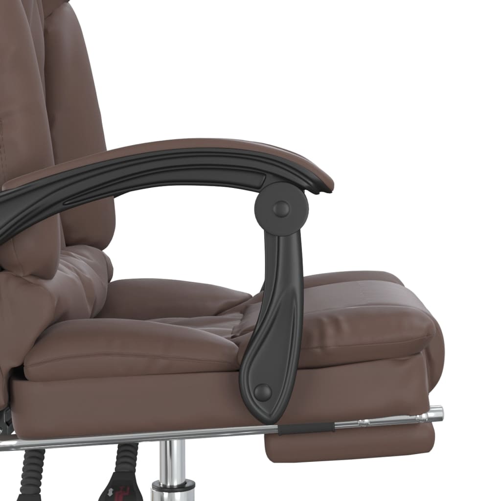 Office Chair with Massage Function Brown Faux Leather