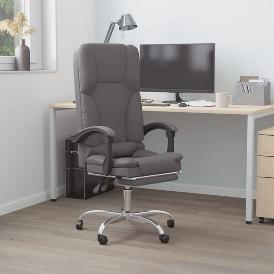 Chaise de bureau avec fonction massage Gris Similicuir