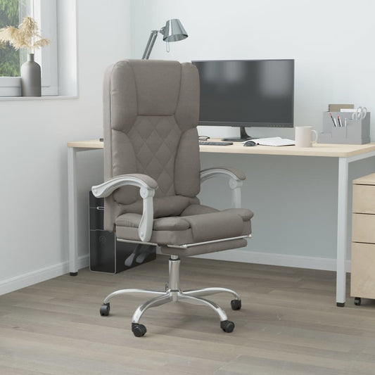 Fauteuil de bureau massant en tissu taupe