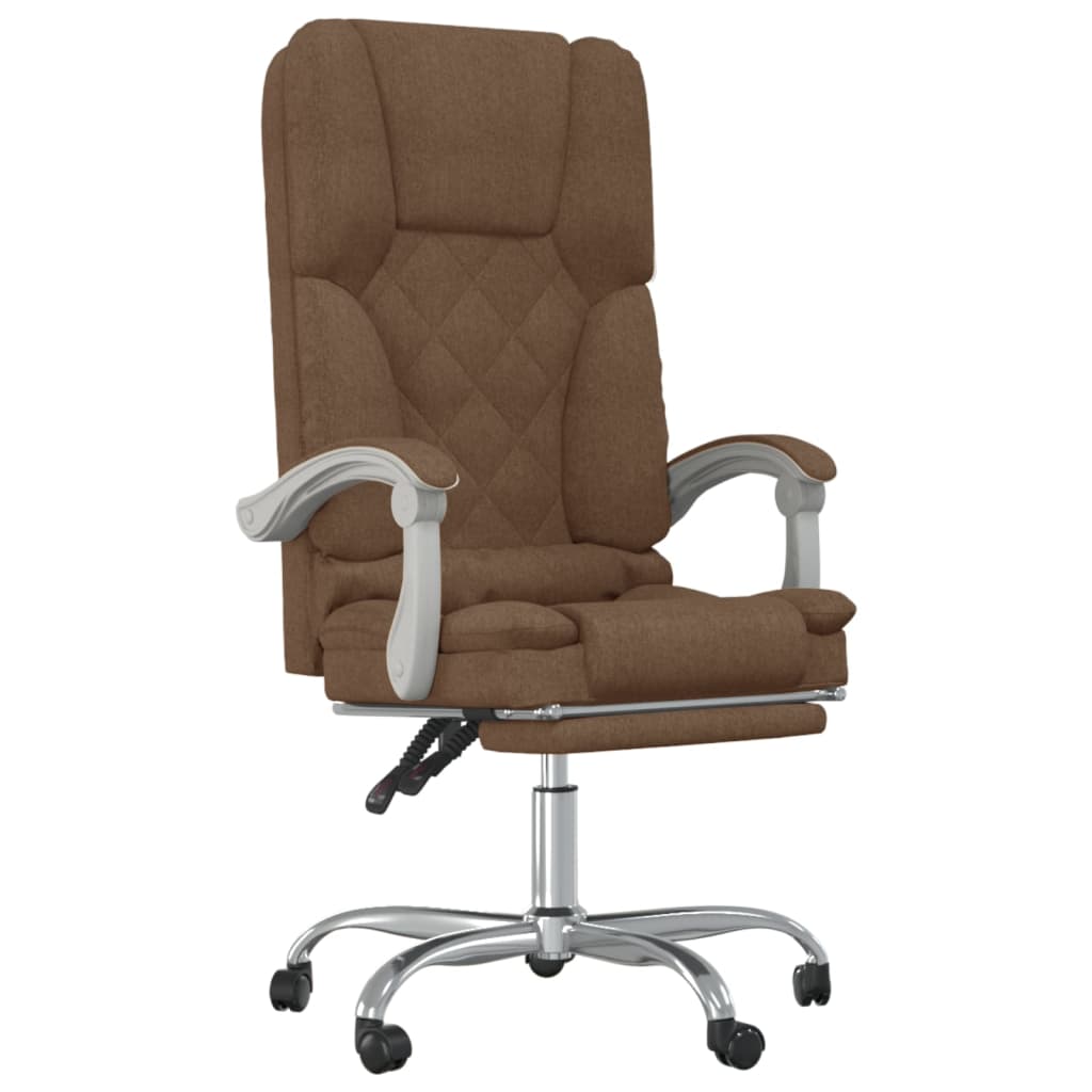 Office Chair with Massage Function Brown Fabric