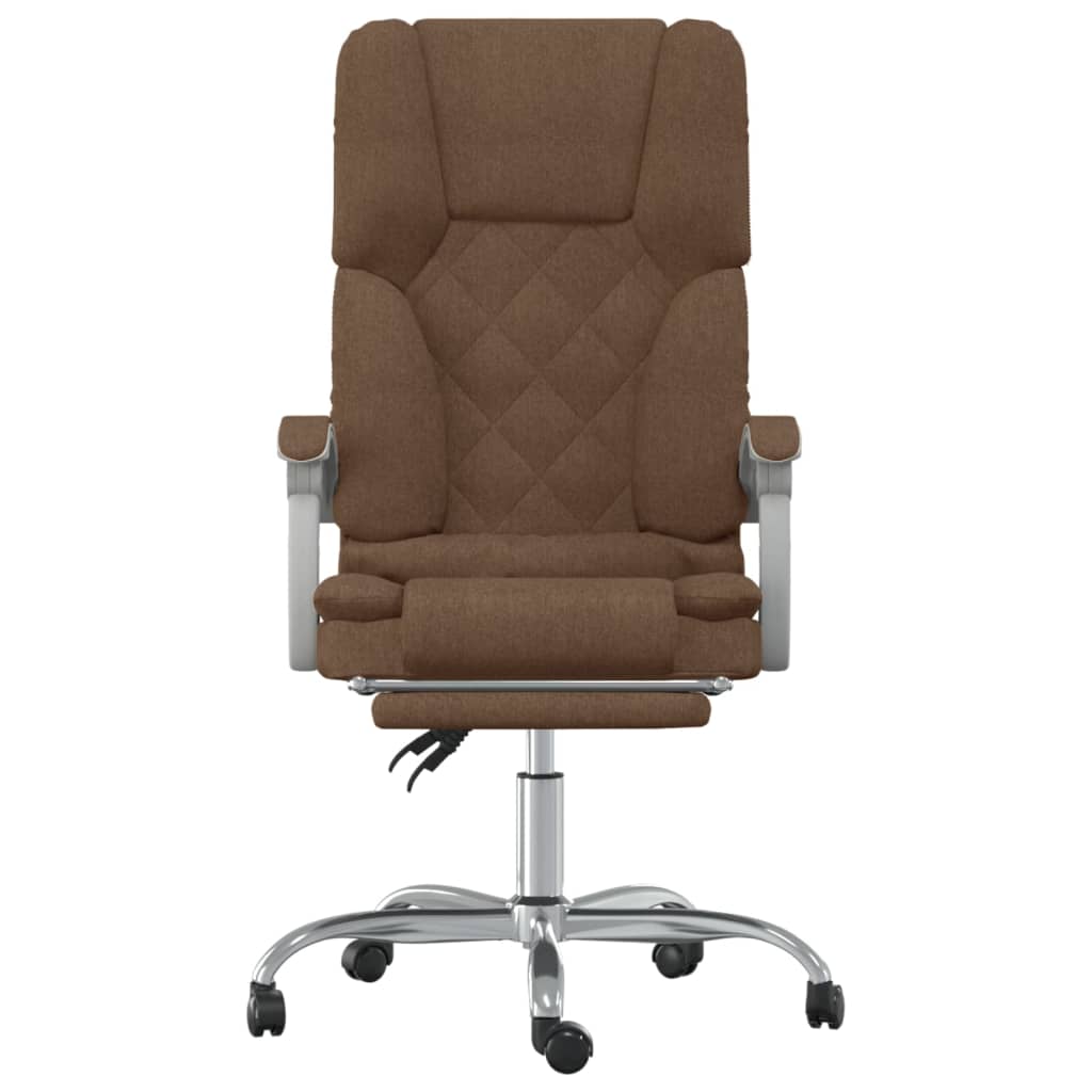 Office Chair with Massage Function Brown Fabric