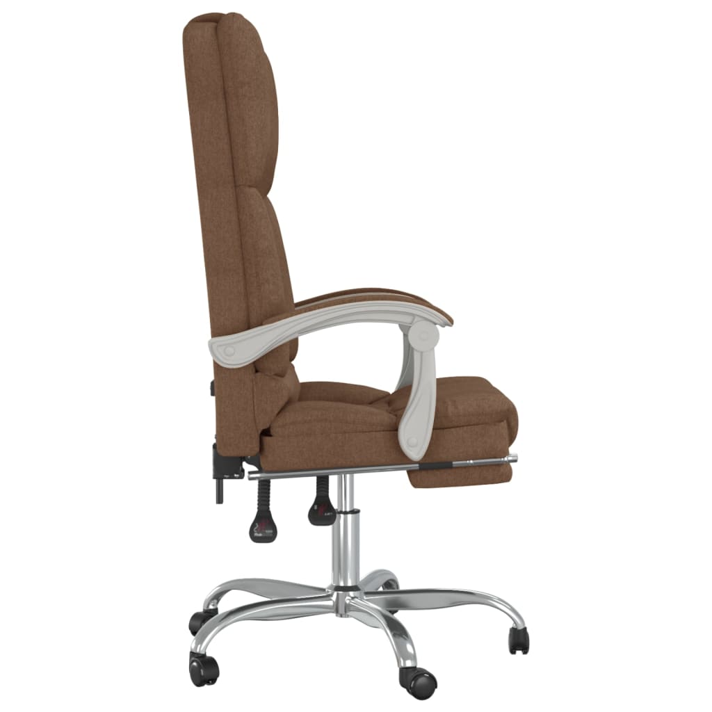 Office Chair with Massage Function Brown Fabric