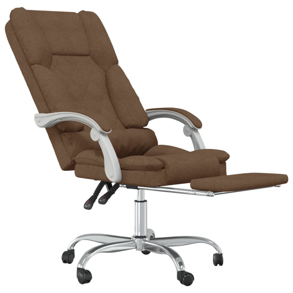 Office Chair with Massage Function Brown Fabric
