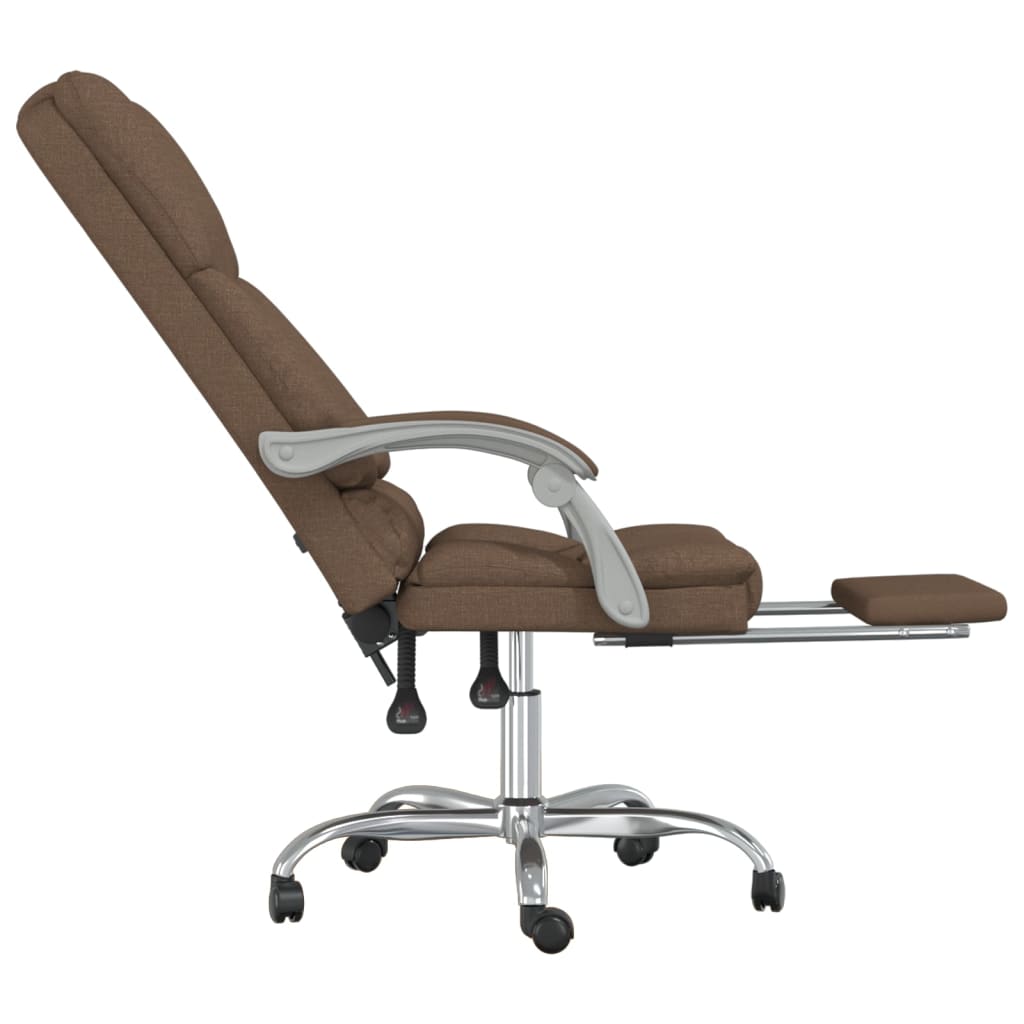 Office Chair with Massage Function Brown Fabric