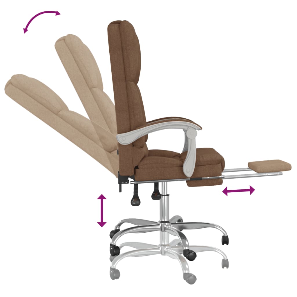 Office Chair with Massage Function Brown Fabric