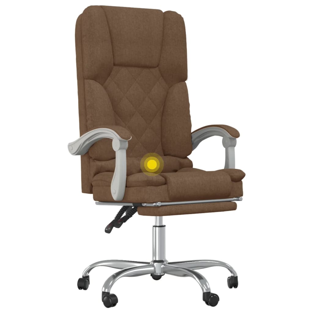 Office Chair with Massage Function Brown Fabric