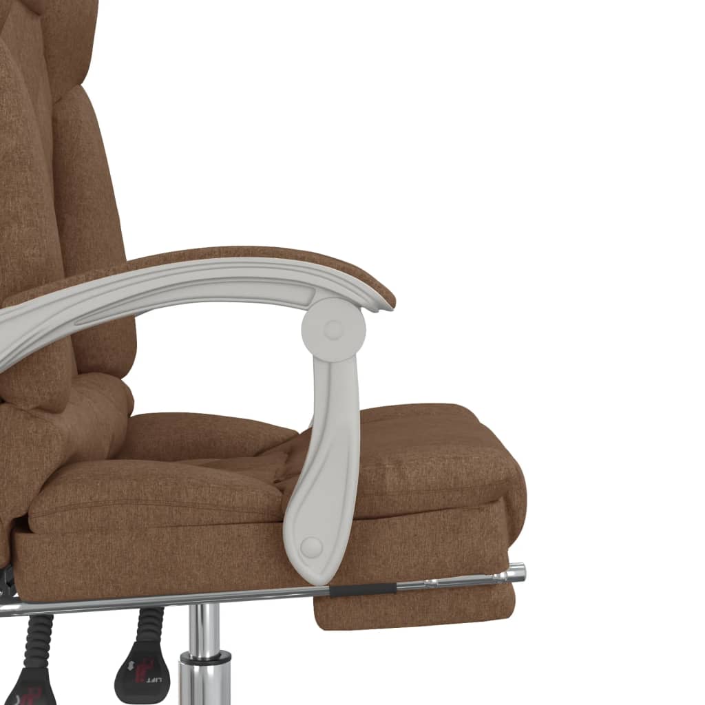Office Chair with Massage Function Brown Fabric