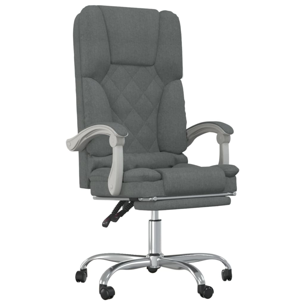 Office Chair with Massage Function Dark Grey Fabric