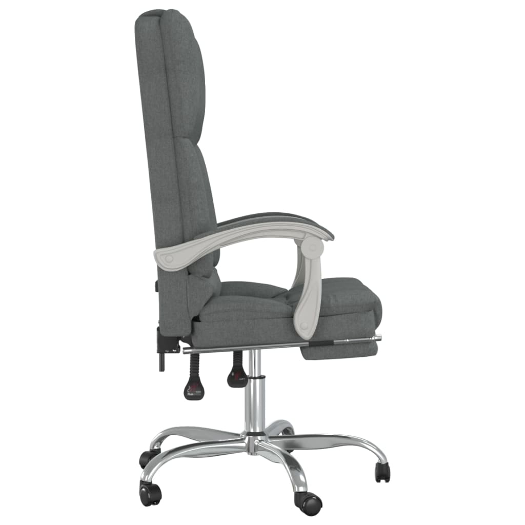 Office Chair with Massage Function Dark Grey Fabric