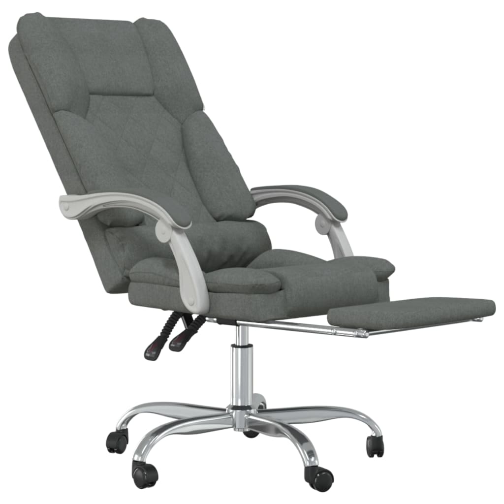 Office Chair with Massage Function Dark Grey Fabric