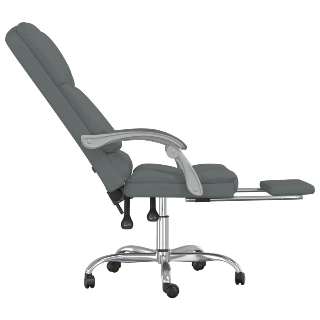 Office Chair with Massage Function Dark Grey Fabric