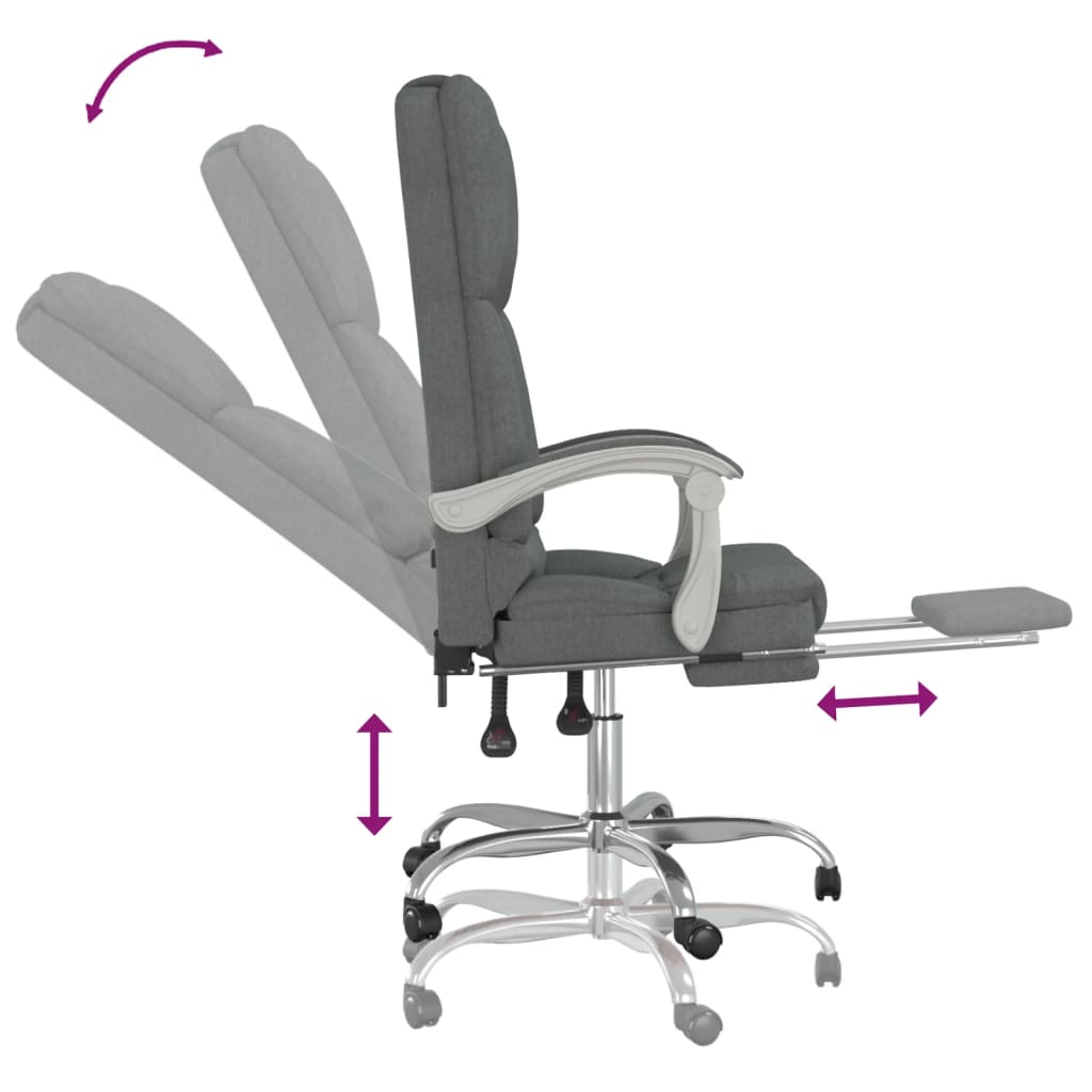 Office Chair with Massage Function Dark Grey Fabric