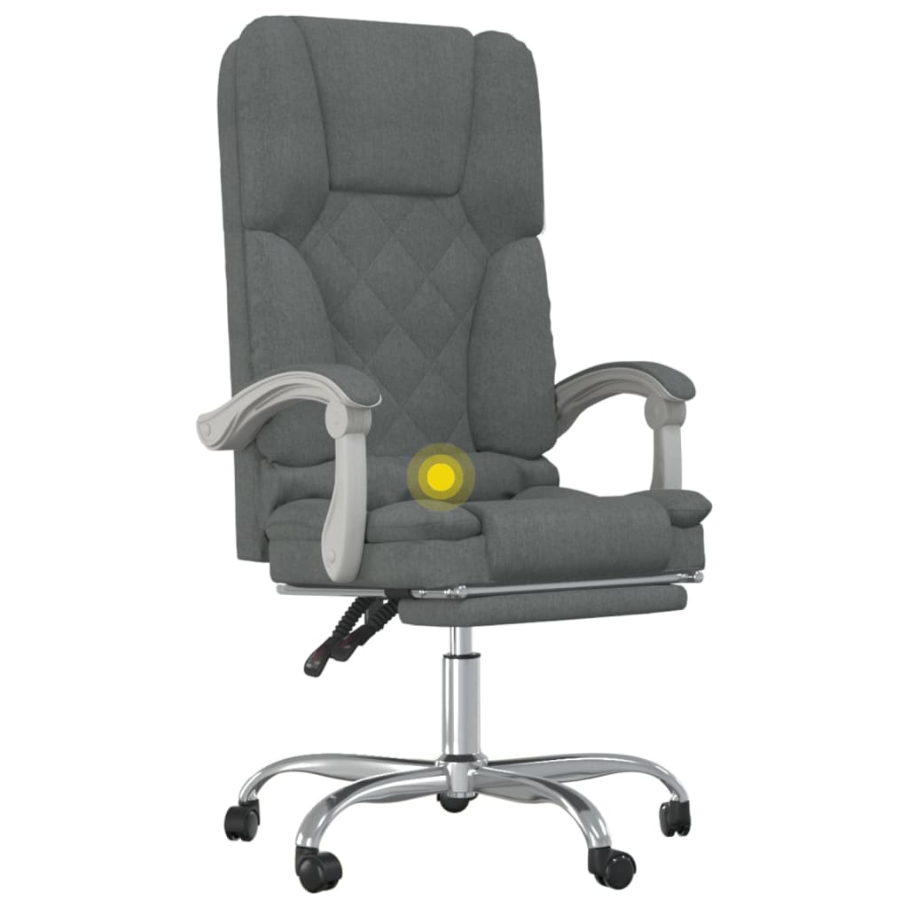 Office Chair with Massage Function Dark Grey Fabric