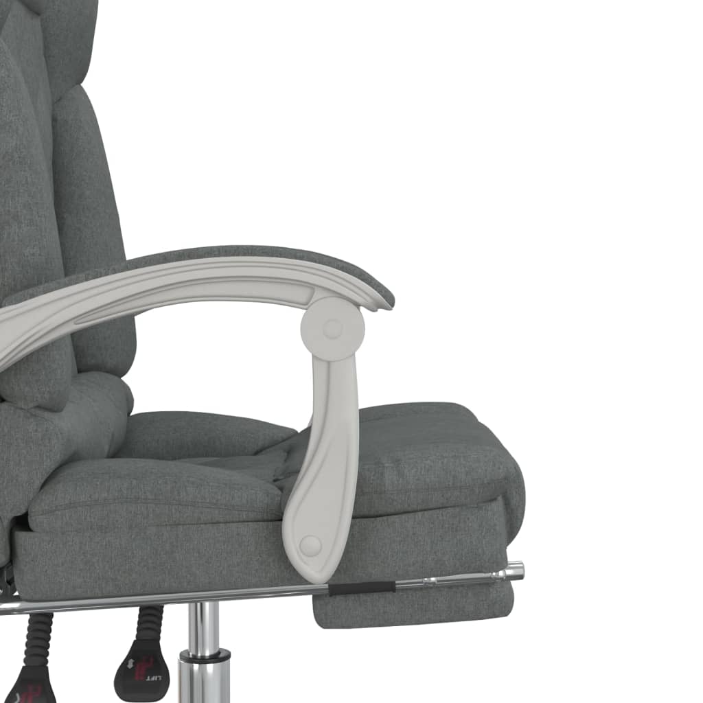 Office Chair with Massage Function Dark Grey Fabric
