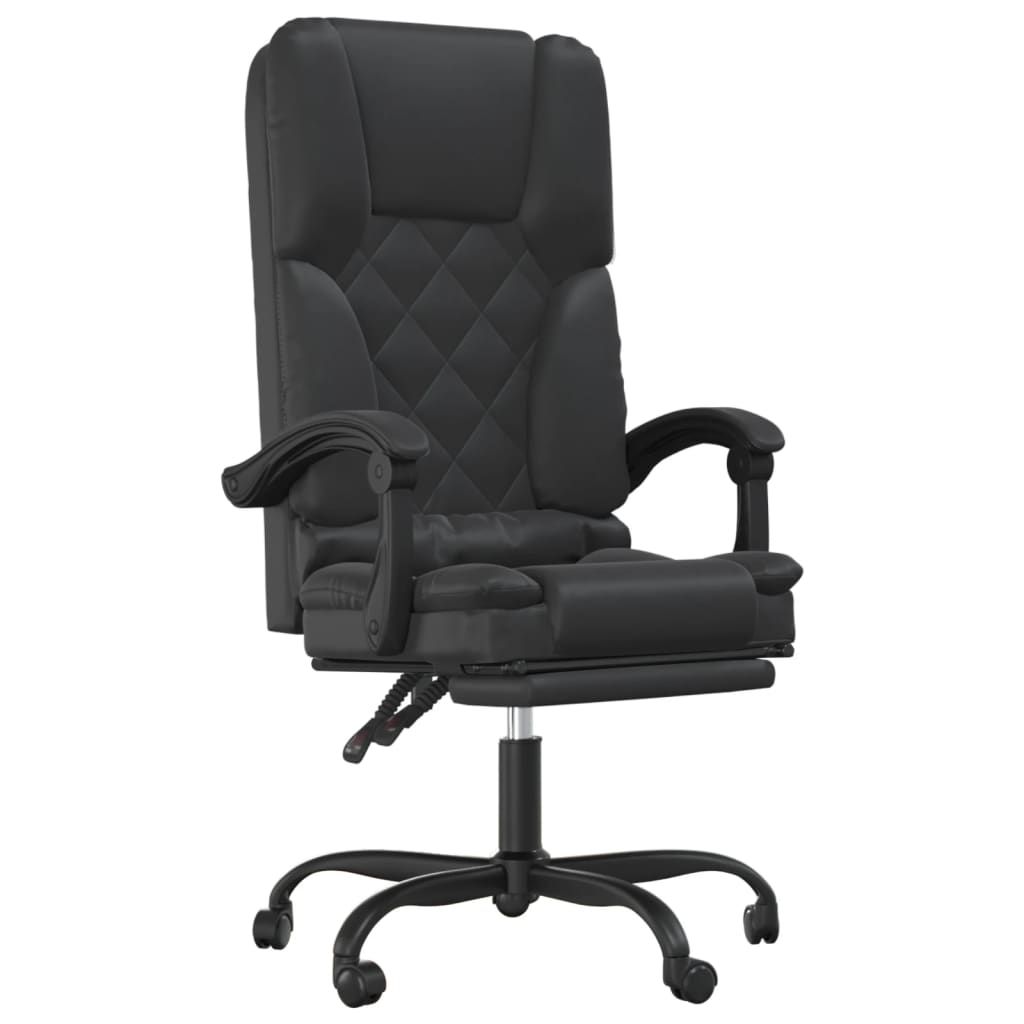 Office Chair with Massage Function Black Faux Leather